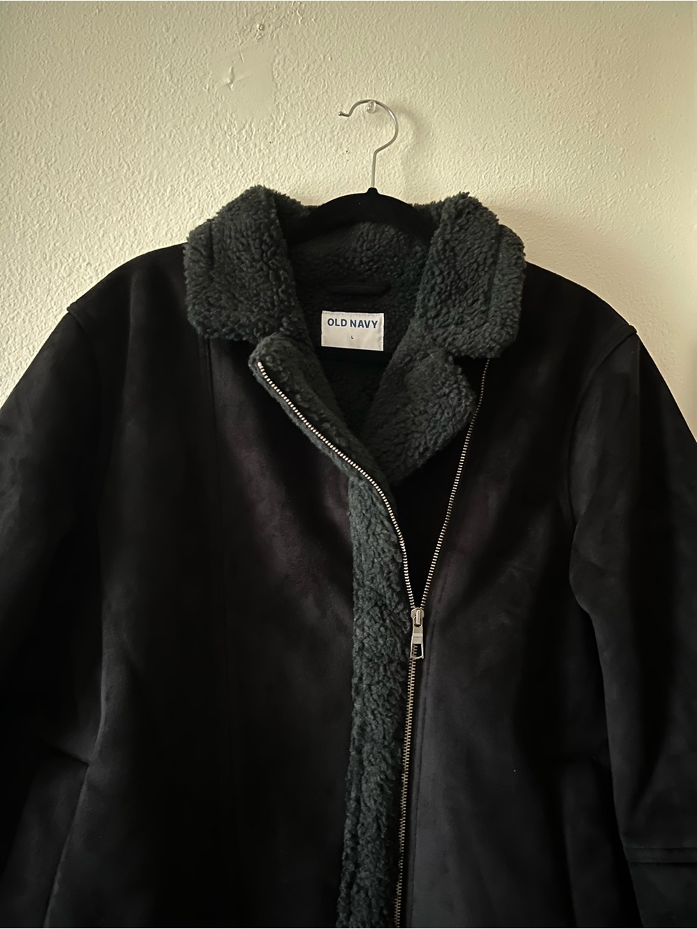 Old Navy Faux Suede Sherpa Lined Moto Jacket - Picture 6 of 7